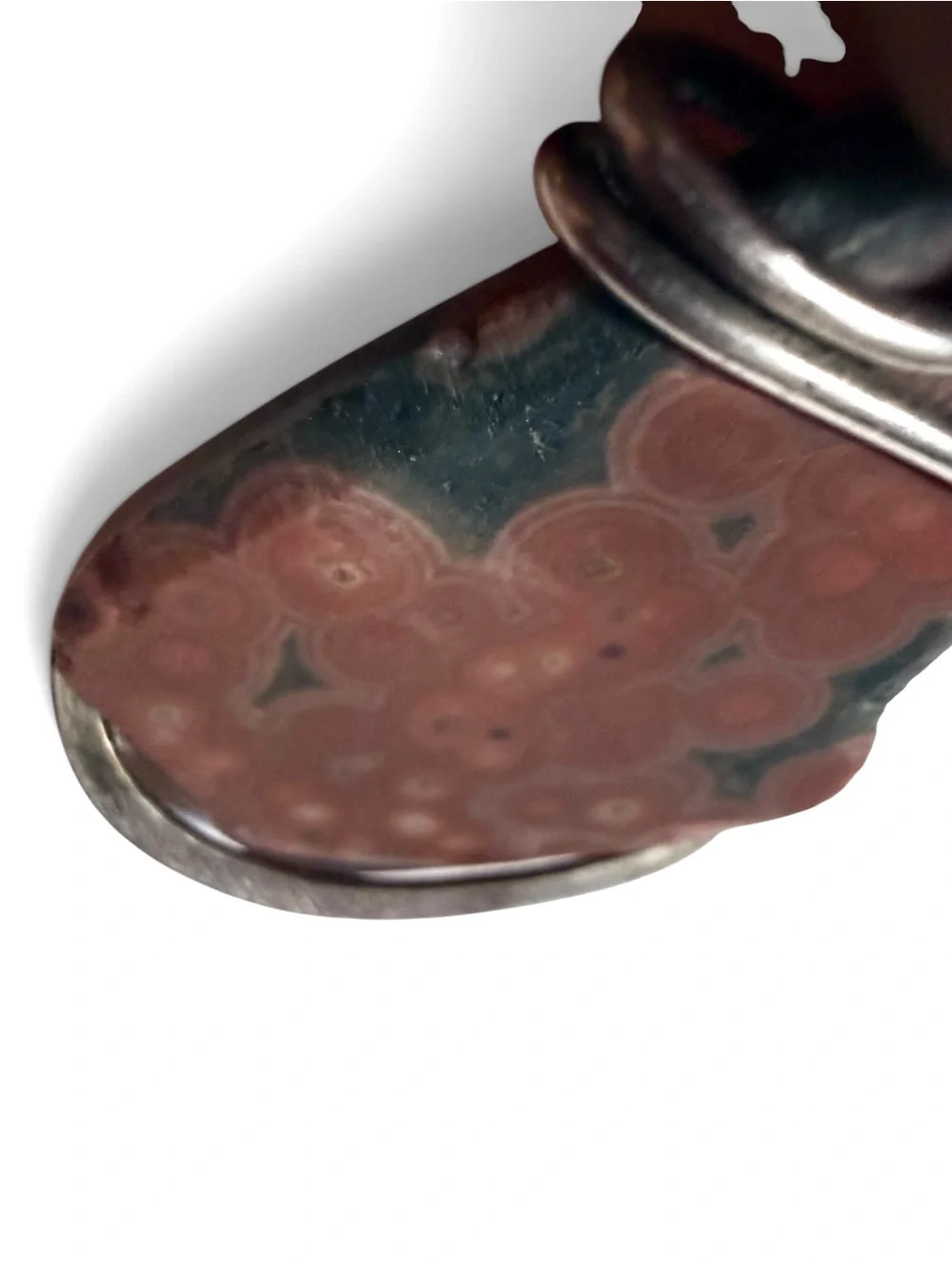 Madagascar Ocean Jasper Red Orbicular Sterling Silver Artisan Pendant Necklace